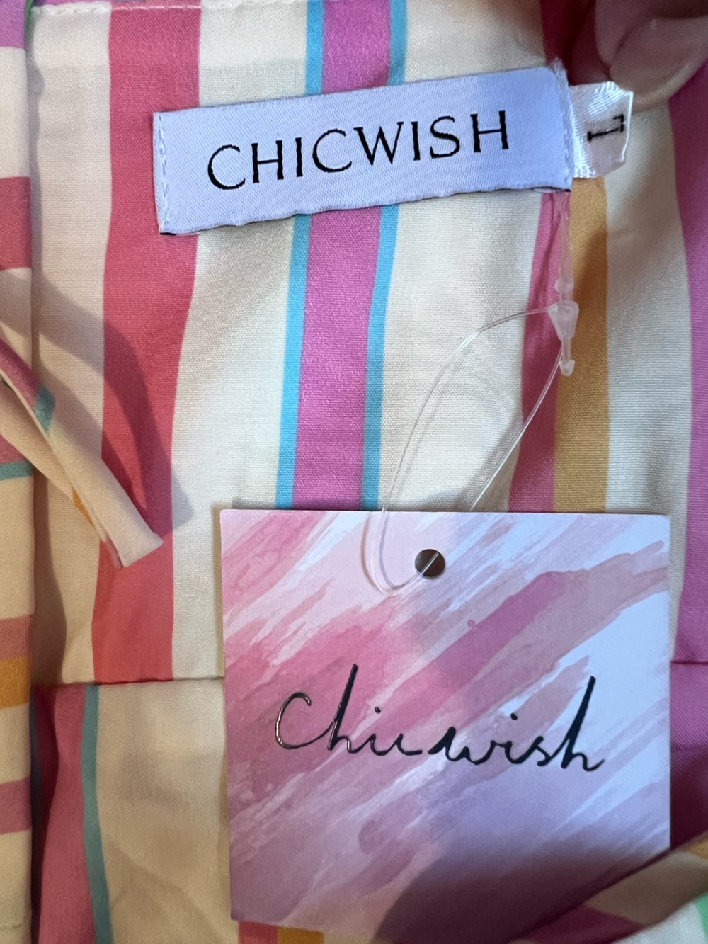 Chicwish Candy Stripe maxi dress with Pom Poms size Large - Picture 7 of 12